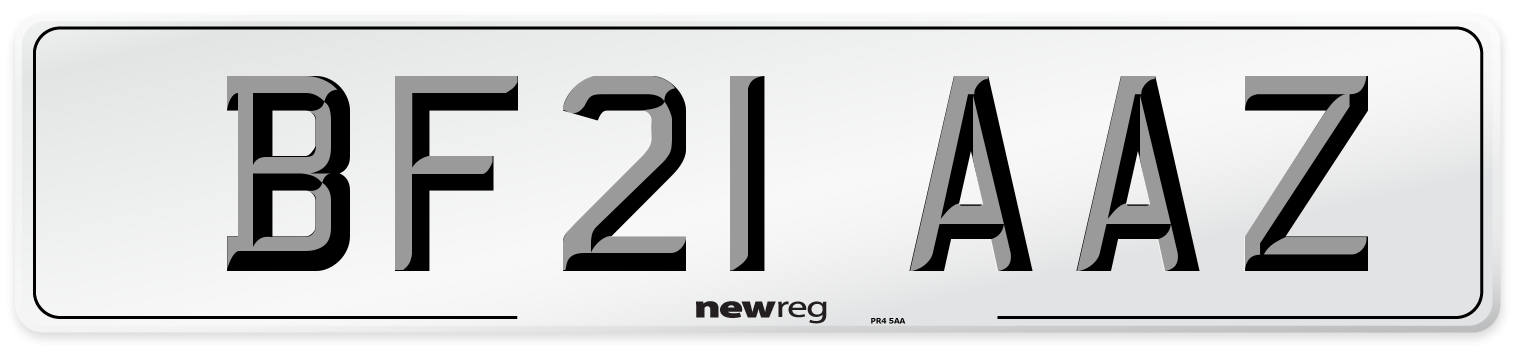 BF21 AAZ Number Plate from New Reg